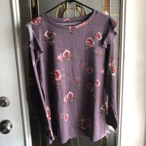 Lane Bryant purple floral long sleeve shirt